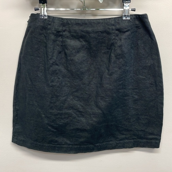 Ann Taylor 100% Linen Black Wrap Mini Skirt 6 - Picture 2 of 12
